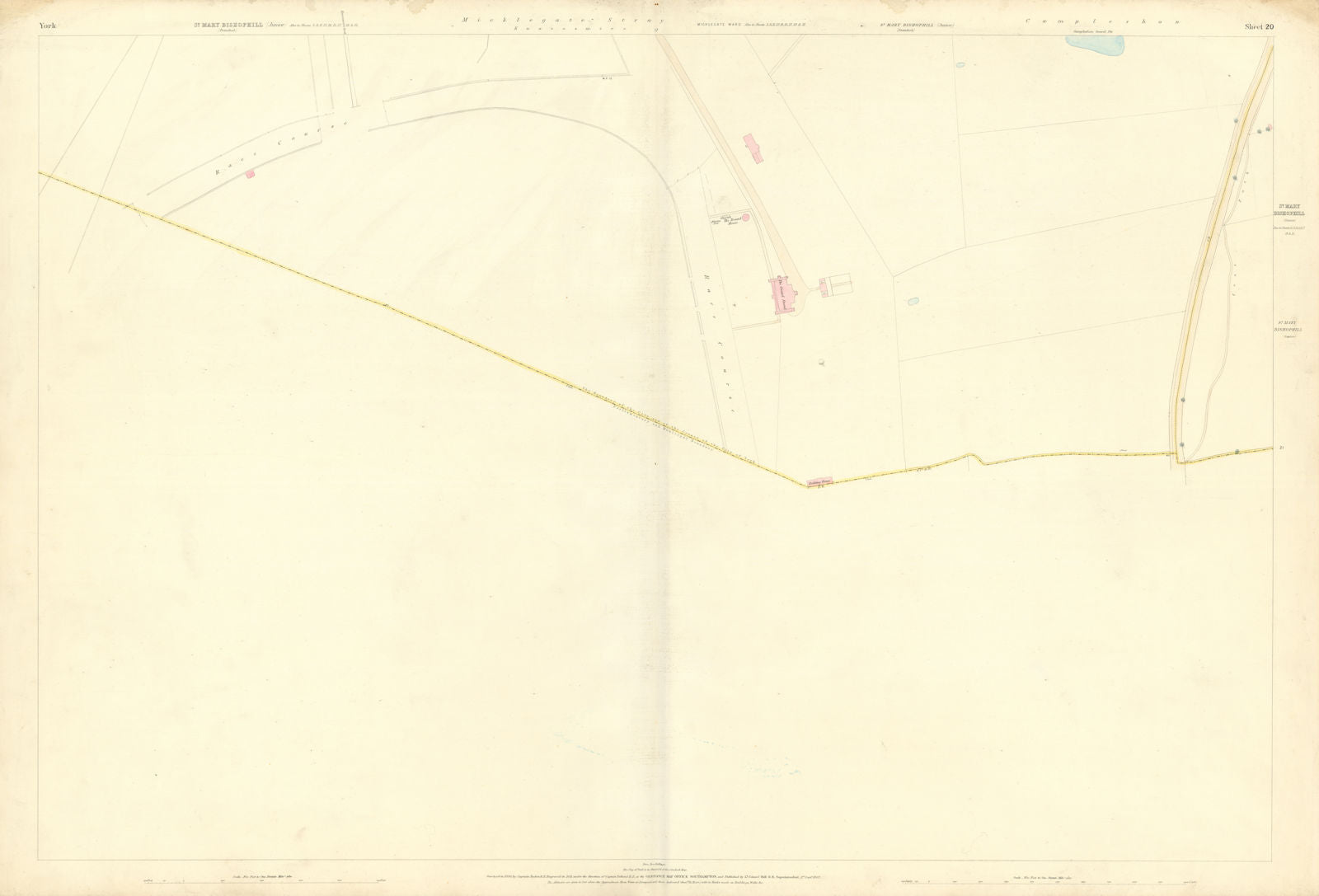 City of York #20 Knavesmire Mickelgate Stray Racecourse. OS 1852 old map